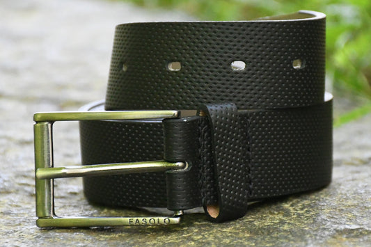 Wealth of Nations Perforated Black Leather Belt