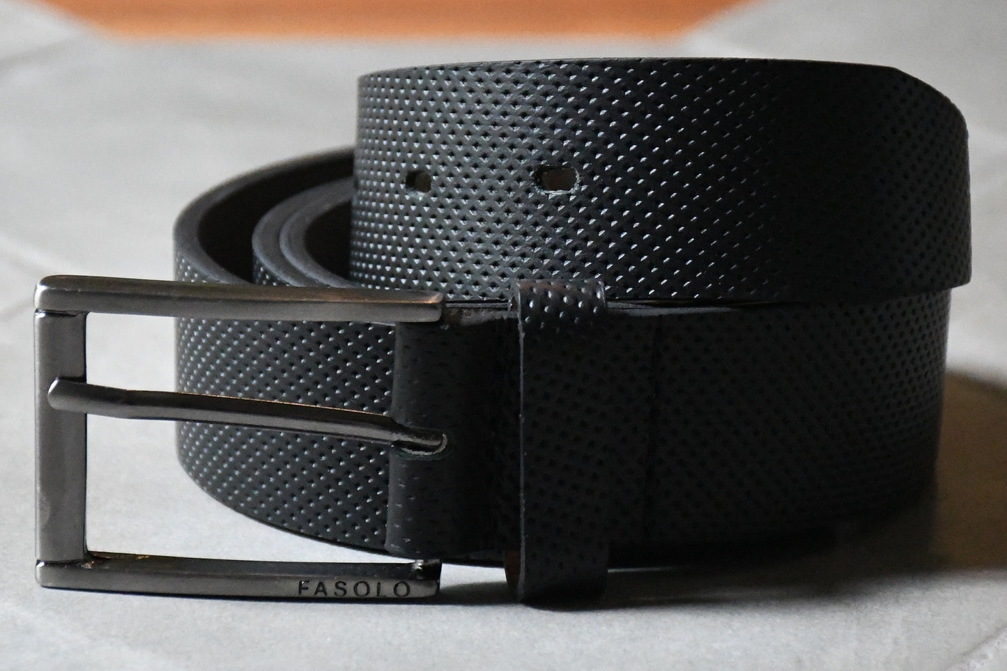 Wealth of Nations Perforated Black Leather Belt